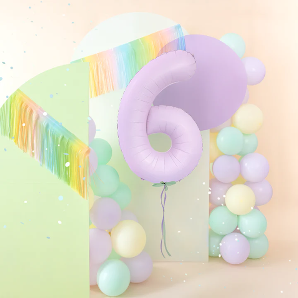Balon foliowy cyfra 6 fioletowa jasna liliowa 100cm 156520