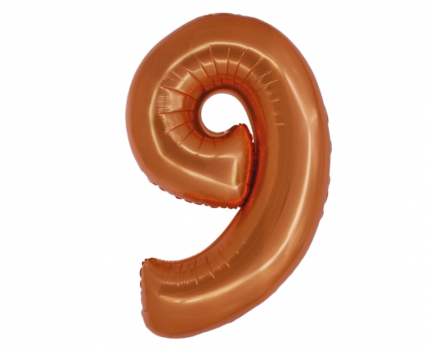 Balon foliowy cyfra 9 76cm miedziana CH-SMD9