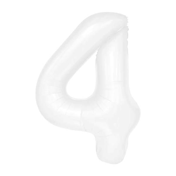 Balon foliowy cyfra 4 biała 100cm 128671