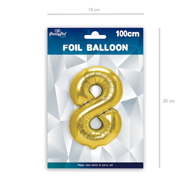 Balon foliowy cyfra 8 złota 100cm 450020