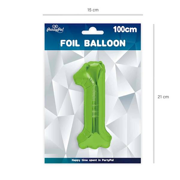 Balon foliowy cyfra 1 zielona 100cm 128541