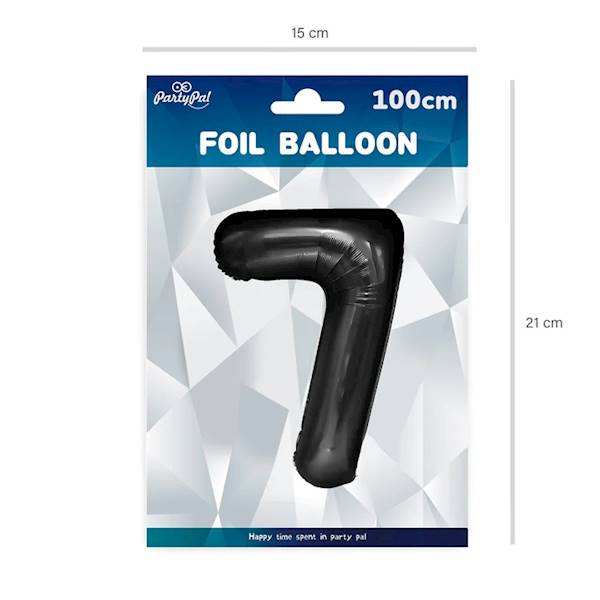 Balon foliowy cyfra 7 czarna 100cm 450087