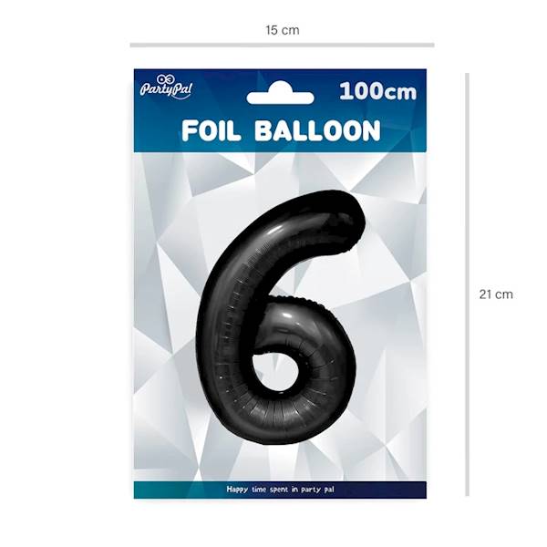 Balon foliowy cyfra 6 czarna 100cm 450086