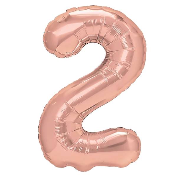 Balon foliowy cyfra 2 różowe złoto 100cm 450024