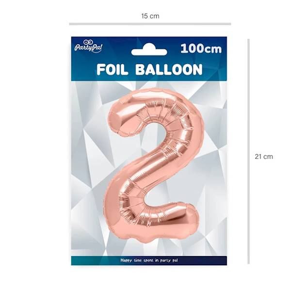 Balon foliowy cyfra 2 różowe złoto 100cm 450024