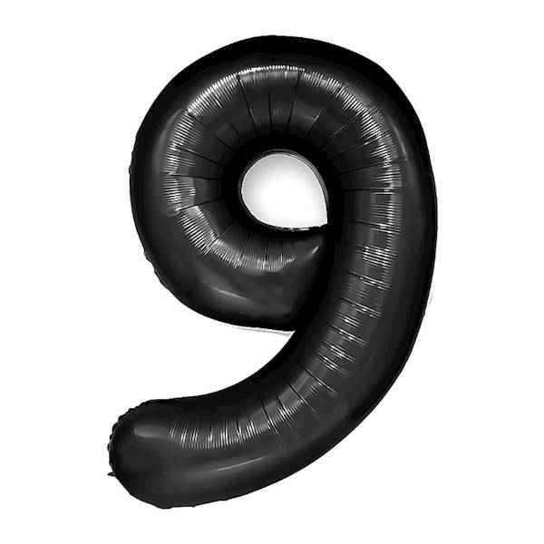 Balon foliowy cyfra 9 czarna 100cm 450089