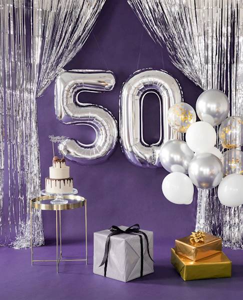 Balon foliowy cyfra 5 srebrna 100cm 450007