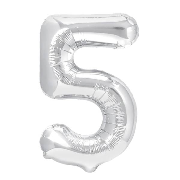 Balon foliowy cyfra 5 srebrna 100cm 450007