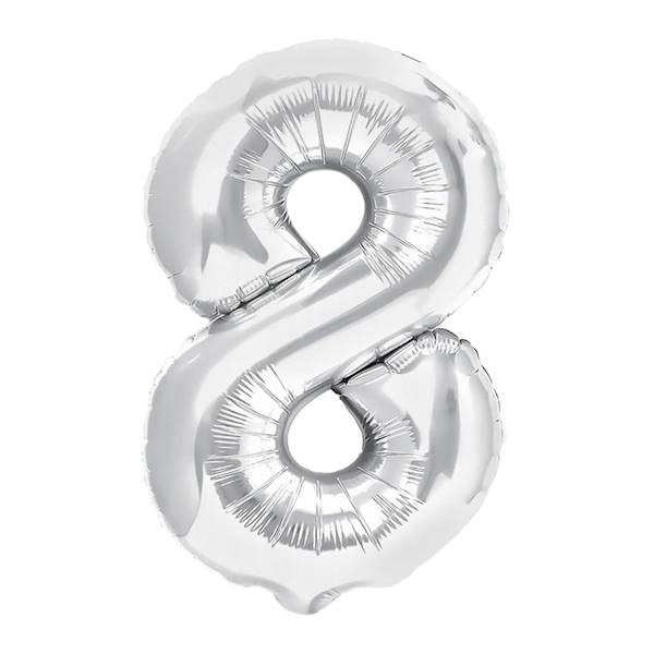 Balon foliowy cyfra 8 srebrna 100cm 450010