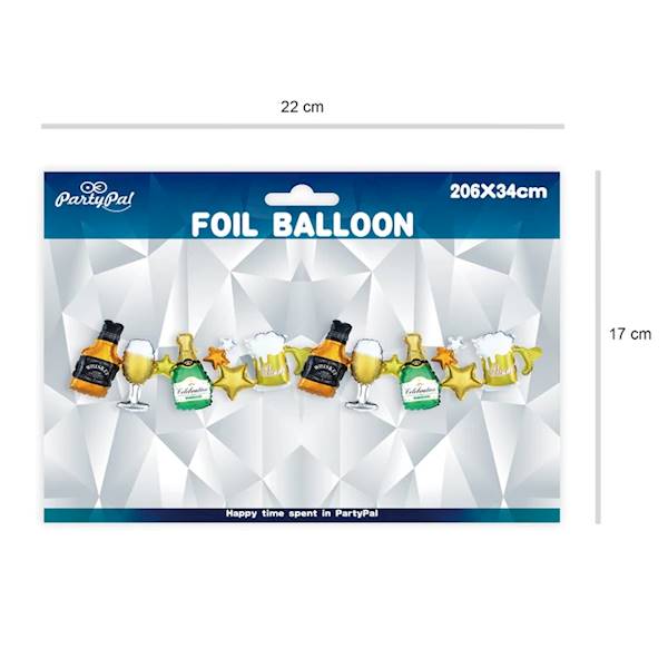 Girlanda balonowa foliowa alkohole 206x34cm 128091