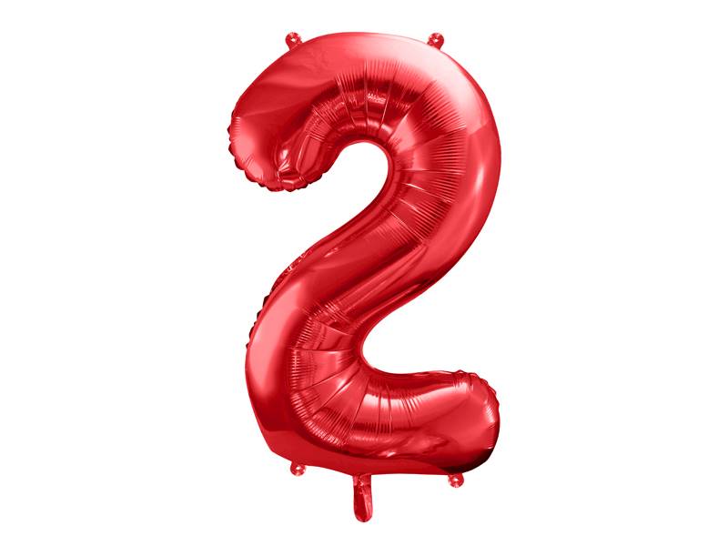 Balon foliowy cyfra 2 czerwona 86 cm FB1M-2-007