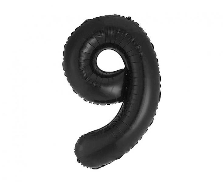 Balon foliowy cyfra 9 czarna matowa 85cm Beauty&Charm