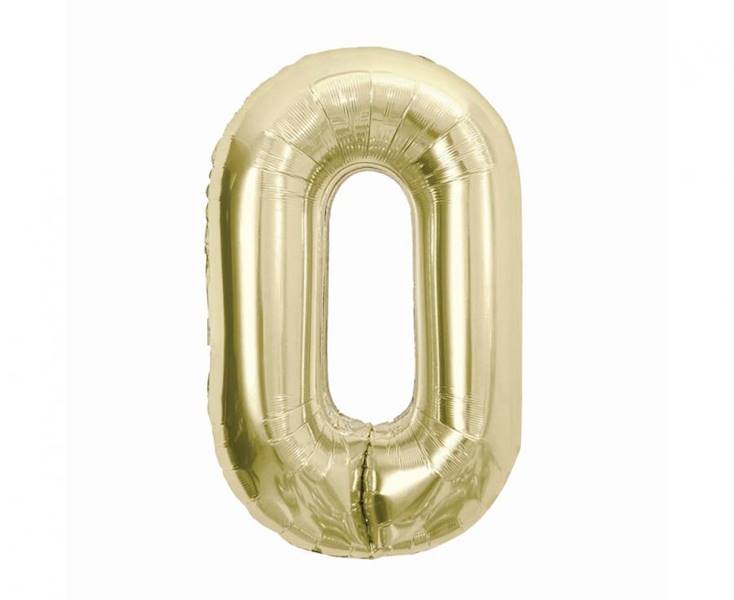 Balon foliowy cyfra 0 złota szampańska 85cm Beauty&Charm