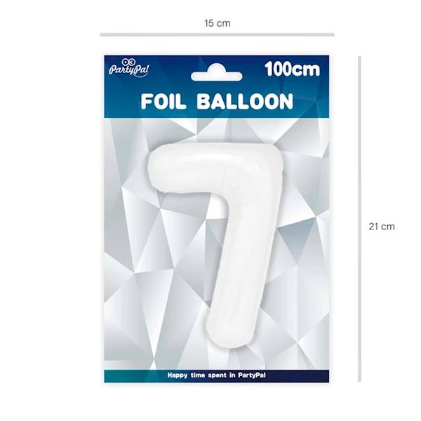 Balon foliowy cyfra 7 biała 100cm 128701