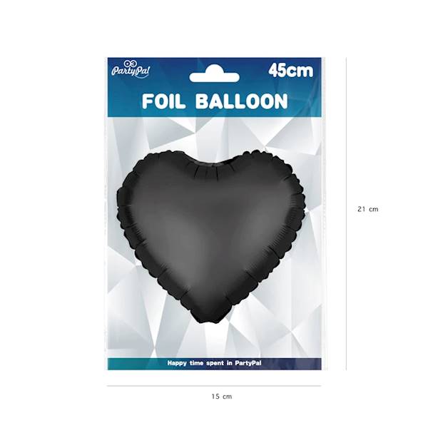 Balon foliowy serce czarne matowe 45cm 460469