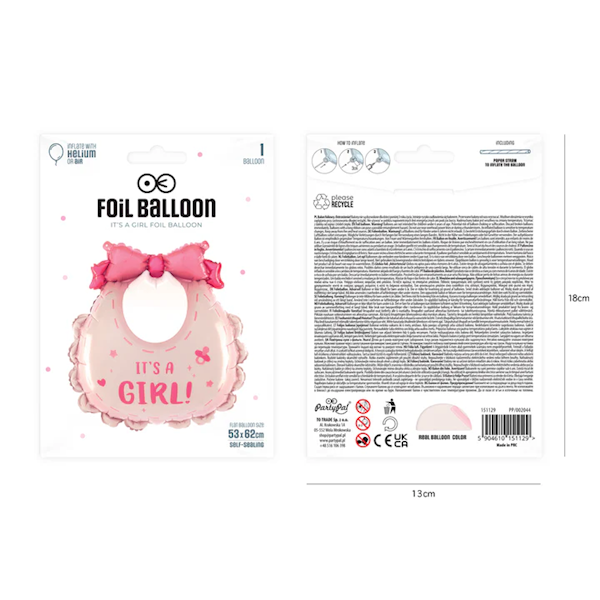 BALON FOLIOWY śliniak Its a girl  53x62cm 151129