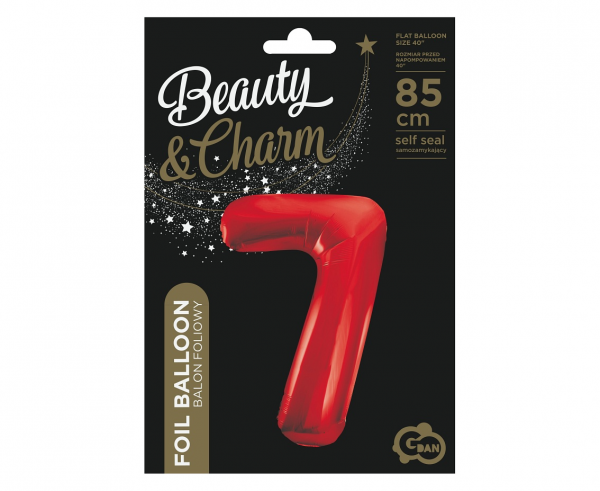 Balon foliowy cyfra 7 czerwona 85cm 