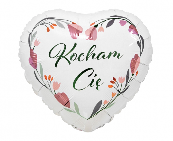 Balon foliowy serce białe Kocham Cię 45cm 