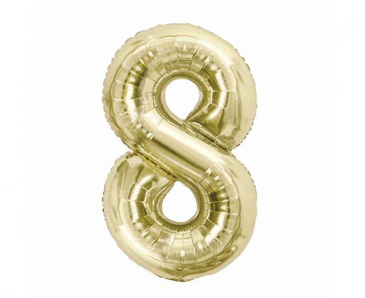 Balon foliowy cyfra 8 złota szampańska 85cm Beauty&Charm