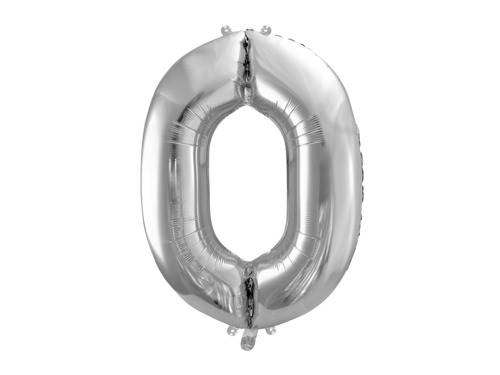 BALON FOLIOWY CYFRA 0 SREBRNA PARTY DECO FB1M-0-018 