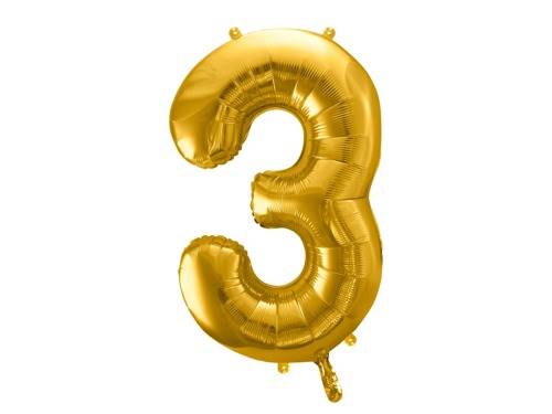 BALON FOLIOWY CYFRA 3 ZŁOTA PARTY DECO FB1M-3-019 