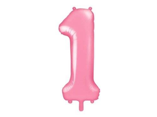 BALON FOLIOWY CYFRA 1 RÓŻOWA PASTELOWA MAT PARTY DECO FB1P-1-081