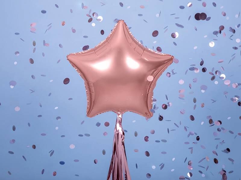 BALON FOLIOWY GWIAZDKA ZŁOTY RÓŻ 48CM FB3M-019R PARTY DECO