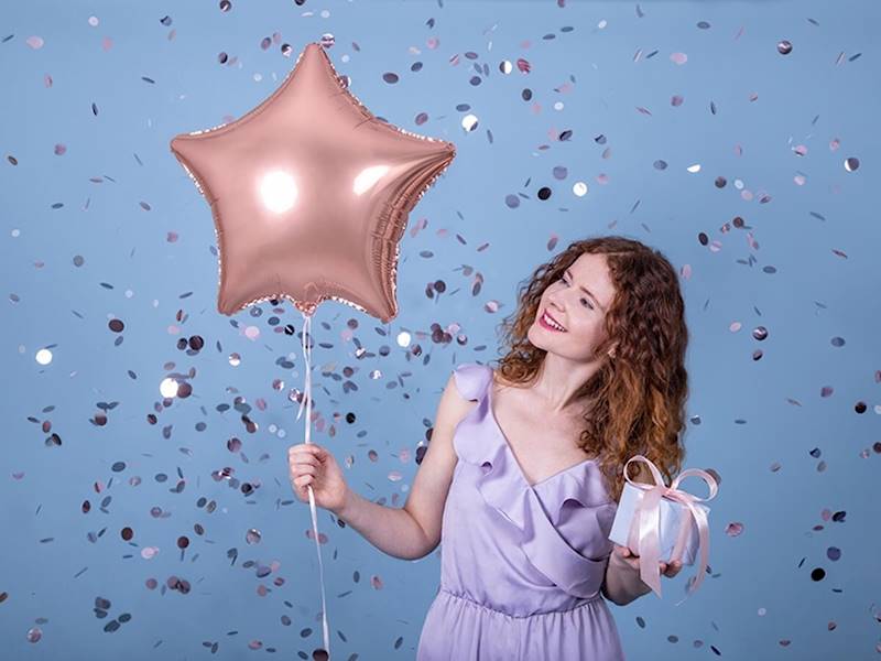 BALON FOLIOWY GWIAZDKA ZŁOTY RÓŻ 48CM FB3M-019R PARTY DECO
