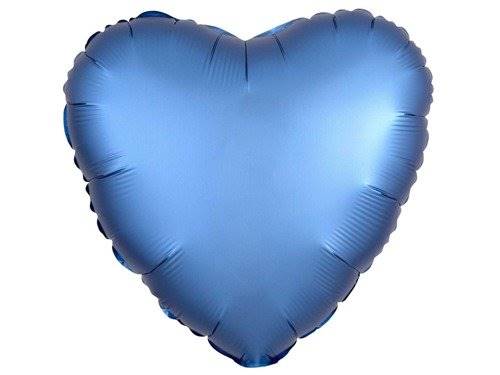 BALON FOLIOWY SERCE NIEBIESKIE SATYNA  43CM 36809 AMSCAN 