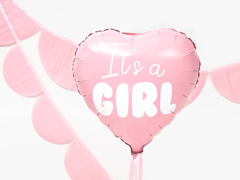 BALON FOLIOWY SERCE ITS A GIRL 45CM PARTY DECO