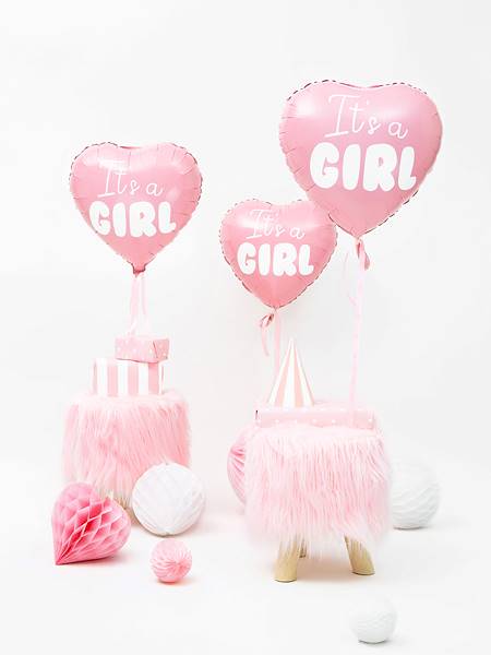 BALON FOLIOWY SERCE ITS A GIRL 45CM PARTY DECO