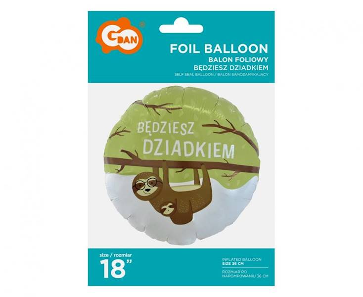 Balon foliowy okrągły Będziesz Dziadkiem 18" 46cm Godan