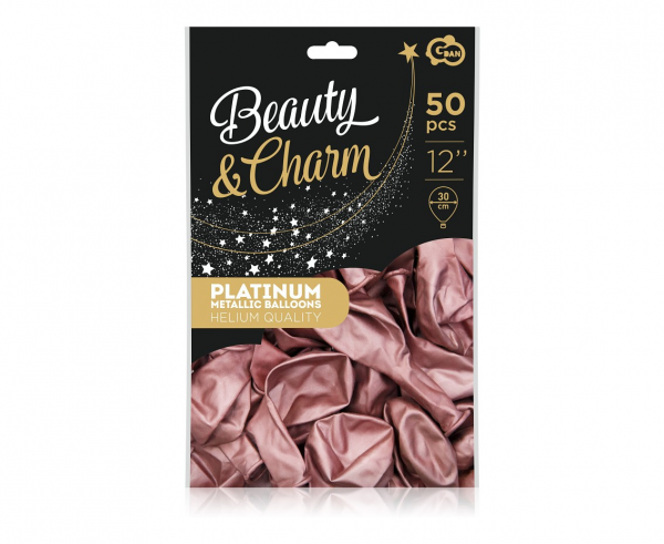 Balon 12" platinum 50szt Beauty & Charm różowe chrom platynowe  CB-LRO5
