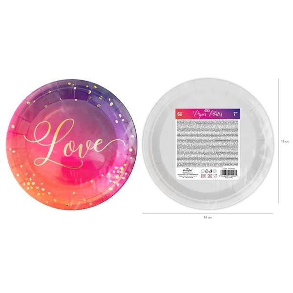 Talerzyki Love 18cm 6szt 132265 