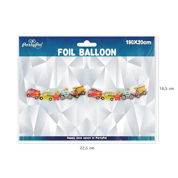Girlanda balonowa foliowa samochody pojazdy 190x20cm 460706