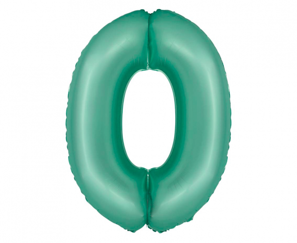 Balon foliowy cyfra 0 76cm miętowa matowa CH-SMT0