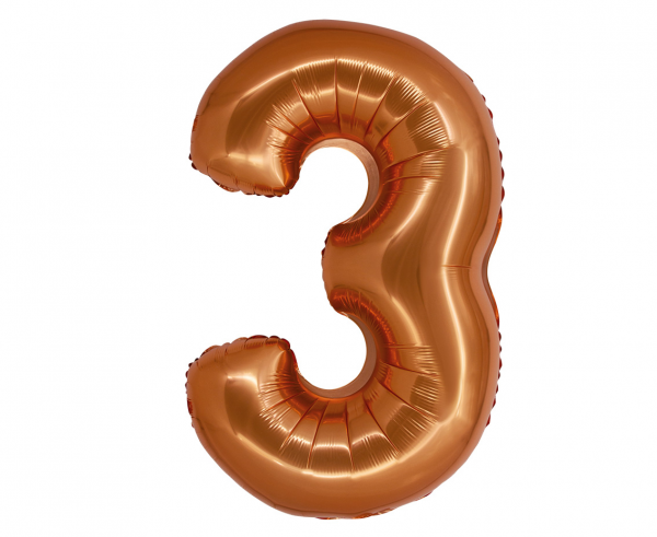 Balon foliowy cyfra 3 76cm miedziana CH-SMD3