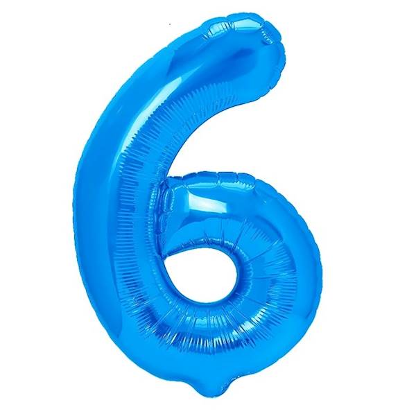 Balon foliowy cyfra 6 niebieska 100cm 450286