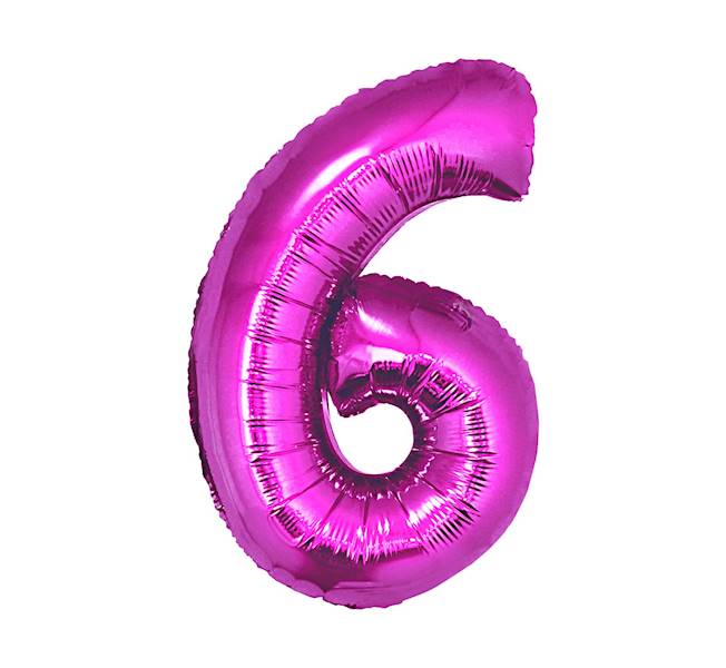 BALON FOLIOWY CYFRA 6 RÓŻOWA 92CM GODAN 