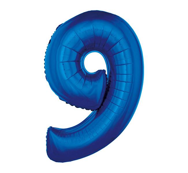 BALON FOLIOWY CYFRA 9 NIEBIESKA 85CM GODAN