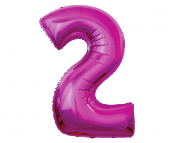 BALON FOLIOWY CYFRA 2 RÓŻOWA 92CM GODAN 