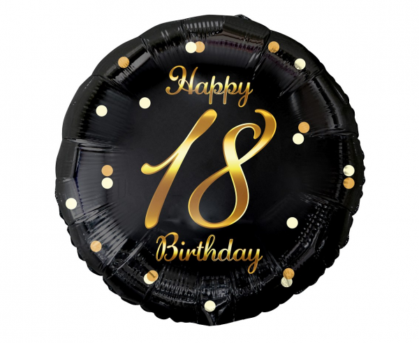 Balon foliowy okrągły 18 Birthday czarny