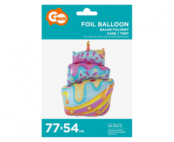 Balon foliowy tort z lukrem 77x54cm 