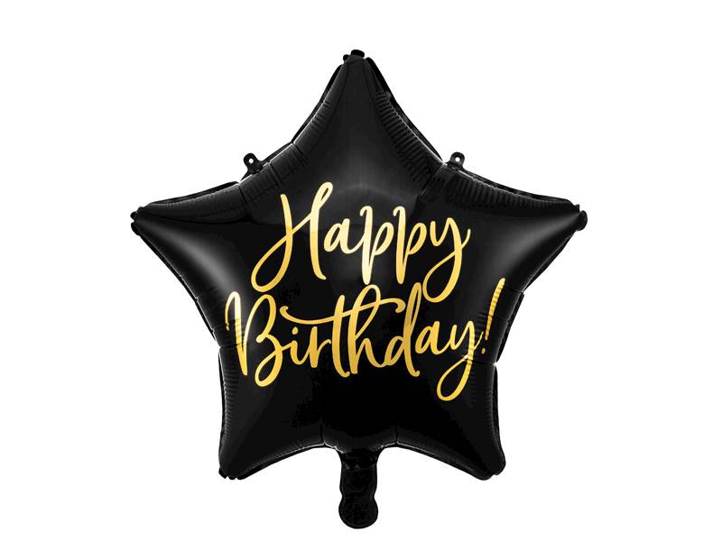 Balon foliowy gwiazdka Happy Birthday czarna FB93-010