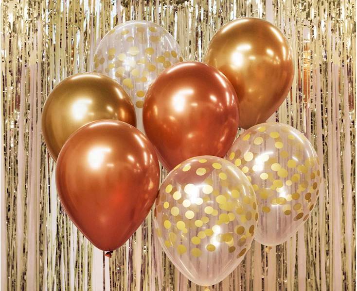 Balony bukiet balonowy złoto-miedziany 7 szt 12"