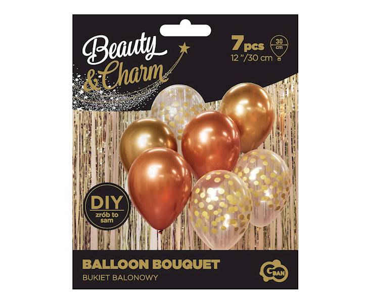 Balony bukiet balonowy złoto-miedziany 7 szt 12"