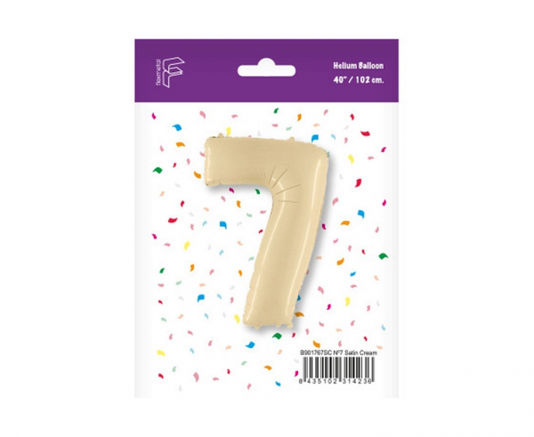 Balon foliowy cyfra 7 kremowy 102cm