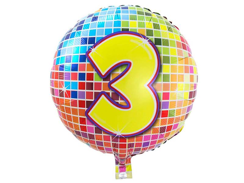 BALON FOLIOWY OKRĄGŁY KLOCKI CYFRA 3 43CM F60765 