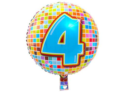 BALON FOLIOWY OKRĄGŁY KLOCKI CYFRA 4 43CM F60766 