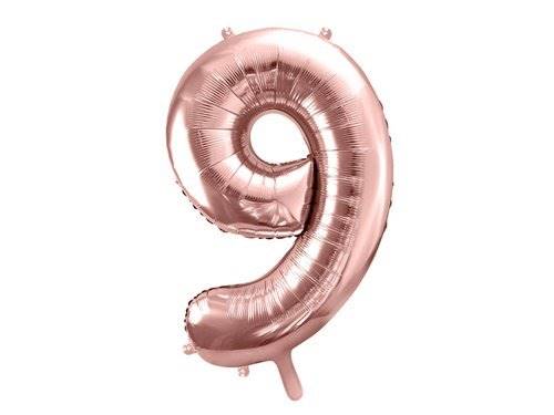 BALON FOLIOWY CYFRA 9 ZŁOTY RÓŻ PARTY DECO FB1N-9-019R 